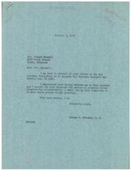 ["Mrs. Blanch Maxwell wrote a letter to Congressman George B. Schwabe requesting his support for the Merchant Seamen's War Service Act, HR 2346. Congressman Schwabe responded, thanking her for bringing the matter to his attention and assuring her that he will do his best to support the act when it comes before Congress."]