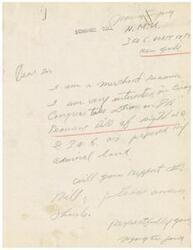 ["The sender is a merchant seaman in New York who is interested in a proposed bill in Congress regarding the rights of seamen. They are asking the recipient to report on the progress of the bill and provide an answer."]