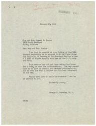 ["The document is a response from Congressman George B. Schwabe to Mr. and Mrs. Howard R. Foster regarding their request for support of H.R. 5477, which aims to include members of the Merchant Marine in the G.I. Bill of Rights. Congressman Schwabe assures them that he will consider the matter carefully and vote in the best interests of the men. The Fosters had requested equal rights for their son in the Merchant Marine as compared to the Regular Army and Navy personnel."]