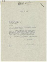 ["The document is from Robert G. Young to George B. Schwabe, a member of Congress, urging him to support House Resolution HR 5256 which would provide unemployment insurance for merchant seamen. Young requests federal administration of the insurance program to ensure its effectiveness. Schwabe responds, stating that he will give the matter serious consideration when the new Congress takes up the issue."]