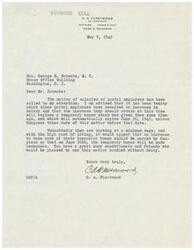 ["The document is addressed to Honorable  George B. Schwabe, discussing the need for an increase in salaries for postal employees, as their temporary bonus is set to expire on June 30, 1945. The document urges Congress to pass an increase to replace the expiring bonus due to the high cost of living and the long time since postal employees have received a raise."]