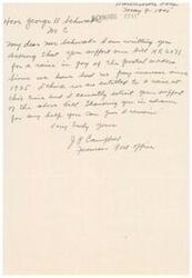 ["JP Campful is writing to Honorable  George B. Schwabe asking for support for bill HR 2071, which seeks a raise in pay for postal workers. Campful highlights that postal workers have not had a pay increase since 1925 and believes they are entitled to one. He asks for Schwabe's support and thanks him in advance for any help he can provide."]