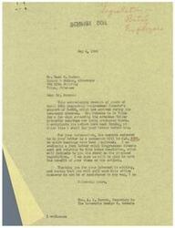 ["The document acknowledges receipt of a request for Congressman Schwabe's support of Bill No. S-908, which he will consider upon his return to Washington. The bill is a companion to H.R. 3035, and the sender is encouraged to share their views on the legislation. The document expresses gratitude for the sender's interest and offers assistance from Congressman Schwabe's office."]