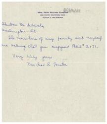 ["Mrs. Read is requesting Mr. Schwabe in Washington DC to send her a certain document to her address in Tulsa, Oklahoma."]