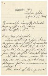 ["The writer is requesting support for bill HR. 2071 from Mr. Schwabe, stating that postal employees have not received a salary increase in some time and that it would greatly benefit them. They express gratitude for any support from Mr. Schwabe."]