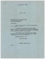 ["The document is a letter from George B. Schwabe, a member of Congress, to Clifton Rowe, State Secretary of the Oklahoma Letter Carriers. Schwabe informs Rowe that he has supported bill HR 5059, which passed in the House with only one dissenting vote. Schwabe has always been a friend of postal employees and is pleased to have worked with Rowe on this issue. Rowe also requests Schwabe's support for HR 5059 in the future."]