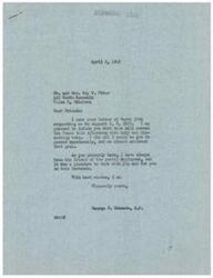 ["Mr. and Mrs. Roy W. Utter wrote a letter to George B. Schwabe, a member of Congress, asking for his support of H.R. 5059 to increase postal employees' salaries. Schwabe responded that he had worked to get the bill passed, which was successful with only one dissenting vote. He expressed his pleasure in working with the Utters and supporting postal employees."]