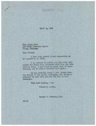 ["The document is a response from George B. Schwabe to Mrs. Ralph Sale regarding her request for support of bill H.R. 5059, which would provide a permanent raise for postal employees. Schwabe informs her that the bill passed with only one dissenting vote and expresses his pleasure in working with her on this issue. Mrs. Sale had previously written to Schwabe requesting his support for the bill."]
