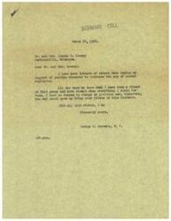 ["Mrs. Claude T. Lowery wrote to Representative  George B. Schwabe urging his support for House Bill No. 5059, which aimed to increase the pay of postal employees by $300 per annum. She believed this increase was not sufficient given the rising cost of living and requested a more permanent and substantial raise. Representative  Schwabe responded, assuring the Lowerys of his continued support for postal employees and indicating that he would be their friend in this matter."]
