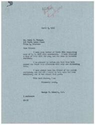 ["The document is a letter from Mr. George B. Schwabe to Mr. Perry E. Winburn, stating that he has obtained a copy of H.R. 5059 with amendments as requested. Schwabe informs Winburn that the bill has passed the House with only one dissenting vote and expresses his support for postal employees. Winburn had requested a copy of the bill on March 26th."]
