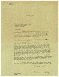 ["The document is a letter from George B. Schwabe, M.C. to Oklahoma News Company and Harolds Book Store acknowledging receipt of their telegram regarding a bill introduced in the House of Representatives. Schwabe is unsure of the purpose of the bill and is considering his stance on it. He mentions that the bill has been referred to the Committee on Post Offices and Post Roads and he will try to talk to its members about it. Schwabe also encourages the recipients to write to him about any subject of interest. Additionally, there is a separate message from Oklahoma News Company and Harolds Book Store requesting Schwabe's influence on extending the time for a vote on increasing book postage."]