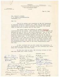 ["The document is soliciting opposition to a bill introduced by Honorable Charles E. McKenzie (H.R. 3235) to eliminate the flat postage rates on books and restore the old zone rates. The current rates are seen as beneficial for educational opportunities and decreasing the cost of books for the population. The document emphasizes the importance of maintaining these rates to assist the weak, poor, and socially disadvantaged without involving red tape, and to equalize opportunities for people living farther from publishing centers. The document urges Honorable  George B. Schwabe to oppose the legislation and circulate the letter among colleagues."]