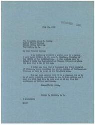 ["Representative George B. Schwabe wrote to Senator James E. Murray enclosing copies of letters he wrote to John R. Steelman and the Reconstruction Finance Corporation regarding an unspecified issue concerning the mining section of Northeastern Oklahoma. Schwabe offered his assistance to Senator Murray and expressed his willingness to provide further help if needed."]