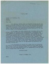["The document is a series of communications between George B. Schwabe, a congressman, and Cameron and Henderson Inc. regarding the payment of premiums on copper, lead, and zinc as subsidies for mining operations in the Tri-State District. Schwabe informs them of efforts to secure payments through the Reconstruction Finance Corporation and discusses the impact of the expiration of the OPA law. Cameron and Henderson Inc. express concern about the shutdown of their mining operations due to market prices and seek support for the Bunker Bill HR6941."]