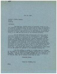 ["The document contains correspondence between the Marcia K. Mining Company in Picher, Oklahoma and Congressman George B. Schwabe regarding the payment of premiums on copper, lead, and zinc for mining operations in the Tri-State District. Schwabe has been working to obtain these payments from the Reconstruction Finance Corporation and the Office of War Mobilization. The company is urging Schwabe to support the Bunker Bill to address the issue of payments for metals."]