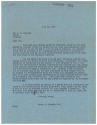 ["The document is a series of correspondence between George B. Schwabe and R. C. Kinmond regarding the payment of premiums on copper, lead, and zinc affecting mining operations in the Tri-State District. Schwabe informs Kinmond of the retroactive payments being made by the Reconstruction Finance Corporation until June 30, 1947. Schwabe expresses doubt about the passing of any bill until the fate of reviving the OPA is determined, and offers his assistance in finding a solution to the problem. Kinmond requests support for HR 6941 to continue the premium plan to avoid shutting down his business."]