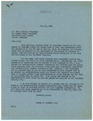 ["The document is a series of letters and telegrams regarding the payment of premiums on copper, lead, and zinc, and the impact on mining operations in the Tri-State District. It discusses the efforts made by George B. Schwabe, M.C. to secure these payments and the involvement of the Reconstruction Finance Corporation. There is also mention of the OPA bill being vetoed by the President and the blame being placed on the administration for the suffering in the district. Schwabe is urged to legislate for the people and not monopolists."]