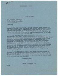 ["The document from George B. Schwabe, M.C. to Ted Smith, Secretary of Rialto Mining Corporation, discusses the issue of payment of premiums on copper, lead, and zinc affecting mining operations in the Tri-State District. Schwabe explains his efforts to secure these payments through the Reconstruction Finance Corporation and the importance of the pending OPA bill. He also mentions contacting John R. Steelman and working on attaching the Bunker Bill to the Reconstruction Finance Corporation extension bill. Schwabe expresses doubt about the passing of any relief measures until the OPA bill is finalized. Additionally, a telegram from Schwabe to Smith reiterates his actions in contacting Steelman and pushing for the payment of premiums by the Reconstruction Finance Corporation."]