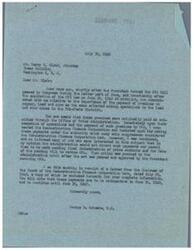 ["The document includes correspondence between Mr. Harry W. Blair, an attorney, and George B. Schwabe, a member of Congress, regarding the importance of the Premium Price Plan on copper, lead, and zinc mines in the Tri-State District. The Reconstruction Finance Corporation is mentioned as potentially making retroactive payments for these premiums. Additionally, there is mention of a pending bill in Congress (H.R. 6941) related to this issue. Blair expresses support for the bill and urges Schwabe to support it as well."]