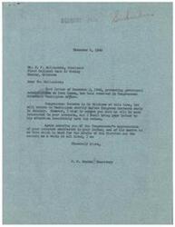 ["Mr. Mullendore of the First National Bank in Hominy, Oklahoma wrote a letter to Congressman Schwabe protesting government subsidization of farm loans. The Secretary of Congressman Schwabe responded, assuring Mr. Mullendore that the Congressman will be interested in his comments and will address the issue upon his return to Washington. Mr. Mullendore expressed his concerns about subsidized farm loans and urged Congressman Schwabe to take appropriate steps to address the issue in the best interest of all."]