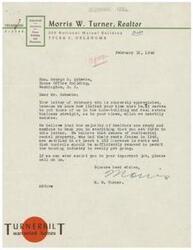 ["Morris W. Turner, a Realtor, received a letter from Honorable  George B. Schwabe discussing the need for an increase in rents for owners of residential rental property and the removal of controls to help the housing industry. Schwabe expressed concern about unscrupulous practices in the real estate industry, particularly targeting veterans returning from service. He called for the real estate industry to speak out against regulation and support veterans in finding affordable housing options. Schwabe emphasized the importance of honest dealing and fair practices in the real estate business."]