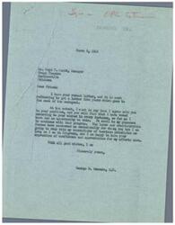 ["The document consists of two letters, one from George B. Schwabe, a Member of Congress, to Boyd F. Scott, the Manager of the Osage Theatre, expressing gratitude for Scott's support and promising to continue voting according to Scott's wishes. The second letter from Scott to Schwabe discusses various political issues, including the OPA, Caesar Petrillo, the United States Employment Service, Social Security levy, and health insurance. Scott expresses opposition to certain legislation and urges Schwabe to prevent \"social\" legislation from becoming law."]