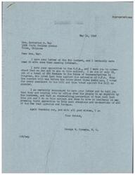 ["The document is from Katherine M. Day to Congressman George Schwabe, expressing opposition to the O.P.A. (Office of Price Administration) and requesting that he vote for amendments to do away with it. Day believes the O.P.A. is hindering reconstruction efforts and spreading false propaganda. Schwabe responds, expressing his agreement with Day and stating that he voted against the extension of the O.P.A. in Congress. He thanks Day for her letter and mentions that many others in his district share their views on the issue."]