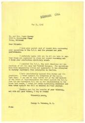 ["The document is from George B. Schwabe, a member of Congress, responding to Mr. and Mrs. Frank Hervey's opposition to the O.P.A (Office of Price Administration). Schwabe agrees with their views and expresses his own strong opposition to the O.P.A, stating that he has consistently voted against its extension and practices. He views the O.P.A as destructive to free enterprise in America and considers it to be the most obnoxious and un-American of all federal bureaus. Schwabe thanks the Harvey's for sharing their thoughts and expresses his well wishes."]