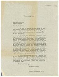 ["The document is a response from Congressman George B. Schwabe to Mr. W. N. Lawrence regarding an old age pension bill introduced by Mr. O. J. Fox. Schwabe expresses his support for old age pension benefits for citizens over the age of sixty or sixty-five without requiring them to sign pauper affidavits or have case workers involved. He also mentions that he is not on the Committee on Ways and Means but is willing to help in any way he can. Lawrence asks for Schwabe's support for the pension bill in his letter."]