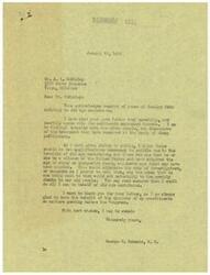 ["The document consists of two letters, the first from George B. Schwabe expressing support for old age assistance and proposing qualifications for eligibility, and the second from an individual in Tulsa, Oklahoma urging Schwabe to support a bill for old age pensions and detailing personal struggles related to health and financial support. Both letters emphasize the importance of assistance for elderly individuals."]