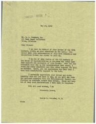["The document is a letter from Mr. H. A. Woodard, Sr. to Representative George B. Schwabe expressing strong opposition to the O.P.A. (Office of Price Administration) and urging for its elimination. Representative Schwabe responds, agreeing with Woodard's views and stating his consistent opposition to the O.P.A. in Congress. Schwabe also includes excerpts from the Congressional Record reflecting his stance against the Bureau."]
