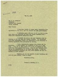 ["The document consists of two letters expressing opposition to the Office of Price Administration (OPA) and its policies. The first letter, written by George B. Schwabe, a member of the House of Representatives, criticizes the OPA as obnoxious and un-American. Schwabe details his opposition to the OPA and its practices and expresses gratitude for the recipient's similar views. The second letter, written by the Treasurer of Iverson Tool Company, also criticizes the OPA's policies and advocates for the lifting of price controls to allow for a more normal economy. The document also calls for Congress to reduce government expenses by cutting unnecessary employees."]