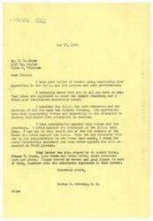 ["The document is a letter from Mr. V. Ro Bryan to Congressman George B. Schwabe expressing opposition to the O.P.A (Office of Price Administration) and praising Schwabe for his efforts to eliminate it. Schwabe responds agreeing with Bryan's views on the O.P.A and stating that he has consistently opposed the bureau and its practices. Schwabe also mentions his voting record on the O.P.A in Congress. He concludes by thanking Bryan and the others who signed the letter for their support."]