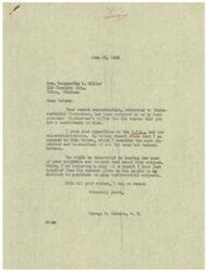 ["Mrs. Marguerite M. Miller expresses her opposition to the O.P.A. and its administration in a letter to Honorable  Victor Wickersham. Congressman George B. Schwabe, in response, informs Mrs. Miller that he shares her opposition to the O.P.A. and includes a report of the opinions of people in his district on controversial subjects."]