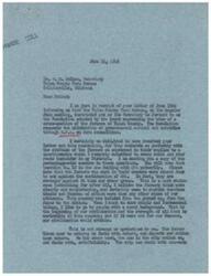 ["The document from George B. Schwabe, M.C. to the Tulsa County Farm Bureau expresses his support for the farmers' resolution to eliminate governmental control and subsidies on farm commodities. He highlights the strong opposition to the OPA among farmers in his district and emphasizes the importance of farmers in American society. Schwabe also shares his own voting record against planned economy and governmental control. He commends the farmers for their attitudes and sends a copy of the letter to the Bureau's officers and members."]