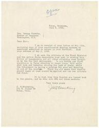 ["The document is from J.W. Stoneking to Honorable  George Schwabe, expressing support for efforts to rid the nation of bureaucratic issues and criticizing the New Deal philosophy. Stoneking mentions issues with bread lines and lack of grain in Tulsa, and advocates for prioritizing feeding American citizens over exporting resources. Stoneking also calls for turning the country back to the people and ending OPA and black markets."]