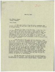["Cline L. Mansur, a civil engineer from Vinita, Oklahoma, wrote to Congressman George B. Schwabe expressing his views on the OPA and the Case Bill. He requested a copy of the \"Bloom Bill\" and urged support for OPA controls to combat inflation and for legislation to regulate labor unions. Congressman Schwabe responded, agreeing with Mansur's concerns about OPA and the Case Bill, and expressing his skepticism about the effectiveness of OPA and the current administration's handling of it. He also shared his doubts about the President's willingness to sign any long-term legislation to regulate unions."]