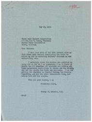 ["George B. Schwabe, a Member of Congress, received a telegram from the Miami Auto Dealers Association requesting his aid in restoring dealers' discounts on new automobiles. Schwabe expressed his support for removing government regulations and allowing businesses to run their own affairs. He also mentioned putting restrictions on certain government officials."]
