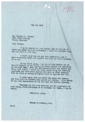 ["The document is in response to a postal card received from Mr. Charles A. Breeden questioning why the recipient, George B. Schwabe, voted to continue the OPA (Office of Price Administration). Schwabe clarifies that he has consistently opposed the OPA and voted against its extension, along with the majority of House Members. He expresses agreement with Breeden's concerns about the OPA's impact on sugar and lumber prices and assures him that he will continue to fight against the OPA."]
