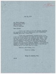 ["The document from Glenn Alderman to George B. Schwabe expresses support for Schwabe's opposition to the O.P.A. (Office of Price Administration) and pledges wholehearted support. Schwabe confirms his consistent opposition to the O.P.A and thanks Alderman for his support. Schwabe mentions receiving many letters from constituents with similar views and expresses readiness to continue opposing the O.P.A in the future."]