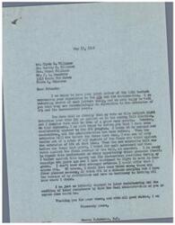 ["A letter from Representative George B. Schwabe to the Williams family in Tulsa, Oklahoma, states his opposition to the OPA (Office of Price Administration) and his consistent voting against its extension. The Williams family had expressed their opposition to the OPA in a letter to Schwabe, stating that their vote in the upcoming election would be influenced by his stance on the issue. Schwabe also expresses his opposition to labor racketeering and asserts his commitment to his beliefs, even at the risk of losing votes."]