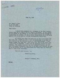 ["The document is a letter from George B. Schwabe, a congressman, to Early R. Cass discussing their shared sentiments against bureaucratic injustices such as the O.P.A. He expresses his commitment to rid the American people of such regulations and return to the American way of life. Cass also urges Schwabe to abolish the O.P.A. and allow the law of supply and demand to operate freely."]