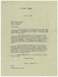 ["The document from Miss Ora Mae Bassett expresses her disapproval of the handling of the Office of Price Administration (O.P.A.) and her belief that it has outlived its usefulness. She believes that the O.P.A. is in the hands of Socialistic minded individuals and that it is not functioning in a democratic way. Miss Bassett urges Representative George B. Schwabe to not support legislation that would give the O.P.A. unchecked power for another year and instead suggests that the Legislative Branch of the government should have a chance to address the issue."]