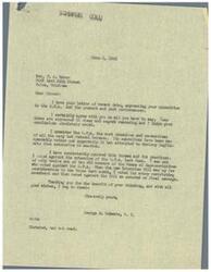 ["Mrs. F. A. Haver writes to Congressman George B. Schwabe expressing her opposition to the O.P.A. and its operations, believing that it is hindering legitimate enterprise in America. Schwabe agrees with her views and mentions that he has consistently voted against the O.P.A. extension. Haver urges Schwabe to vote against keeping the O.P.A. in place and to allow businesses the chance to produce and avoid inflation."]