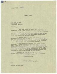 ["The document is from Mr. George H. Davis expressing opposition to the O.P.A. and its practices. Congressman George B. Schwabe agrees with Mr. Davis and states that he has consistently opposed the O.P.A. and voted against its extension. Mr. Davis urges Congressman Schwabe to get rid of the O.P.A. for the benefit of the country."]
