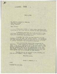 ["The document consists of letters from Mr. and Mrs. Newhouse expressing their opposition to the O.P.A. (Office of Price Administration) and their support for Congressman George B. Schwabe's efforts to restrict the bureau's powers. They believe that the O.P.A. is detrimental to free enterprise in America and that it is time for a \"house cleaning\" to combat Communism. Mr. Schwabe expresses his agreement with their views and his actions in opposing the O.P.A. in Congress."]