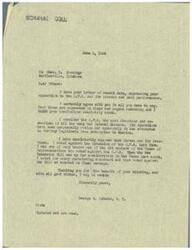 ["The first letter is from George B. Schwabe expressing opposition to the O.P.A. and detailing his actions against it in Congress. The second letter is from Chas. E. Jennings to George B. Schwabe, also expressing opposition to the O.P.A. and urging for common sense business legislation. Both letters show a shared sentiment against the O.P.A. and a desire for better government practices."]