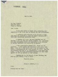 ["The document consists of two letters expressing opposition to the O.P.A. (Office of Price Administration) and its practices. The first letter, from George B. Schwabe, a member of the House of Representatives, states his strong opposition to the O.P.A. and his voting record against its extension. The second letter, from Paul McKillip, urges Schwabe to support legislation that restricts the dictatorial powers of the O.P.A. and allows for more freedom in business and industry. Both letters emphasize the negative impact of the O.P.A. on free enterprise and the economy."]