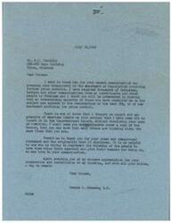 ["The document consists of two letters discussing the topic of price controls and the OPA bill. The first letter, written by George B. Schwabe, thanks the recipient for expressing disapproval of price control legislation and states that the majority of constituents are also against it. The second letter, written by W.C. Franklin, expresses disappointment in President Truman's veto of the OPA bill but ultimately opposes reviving the OPA due to the President's actions. Both letters discuss the belief that the American people can make the right decisions without government intervention in the form of price controls."]