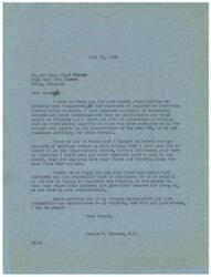 ["Senator Schwabe thanks Mr. and Mrs. Floyd Wilson for their communication expressing disapproval of legislation involving price controls. He mentions that the majority of constituents are opposed to price control and includes their communication in the Congressional Record. Schwabe appreciates their contribution and assures them of his gratitude. Floyd Wilson sends a telegram thanking Schwabe for his efforts in redeeming the country and encourages him not to give up the fight."]
